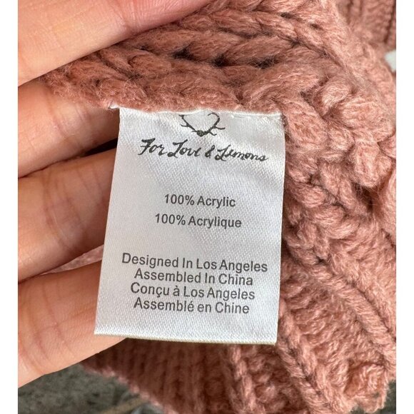 For Love And Lemons Knitz Crochet Sweater Dress chunky knit Dusty Pink Sz S - Picture 6 of 9